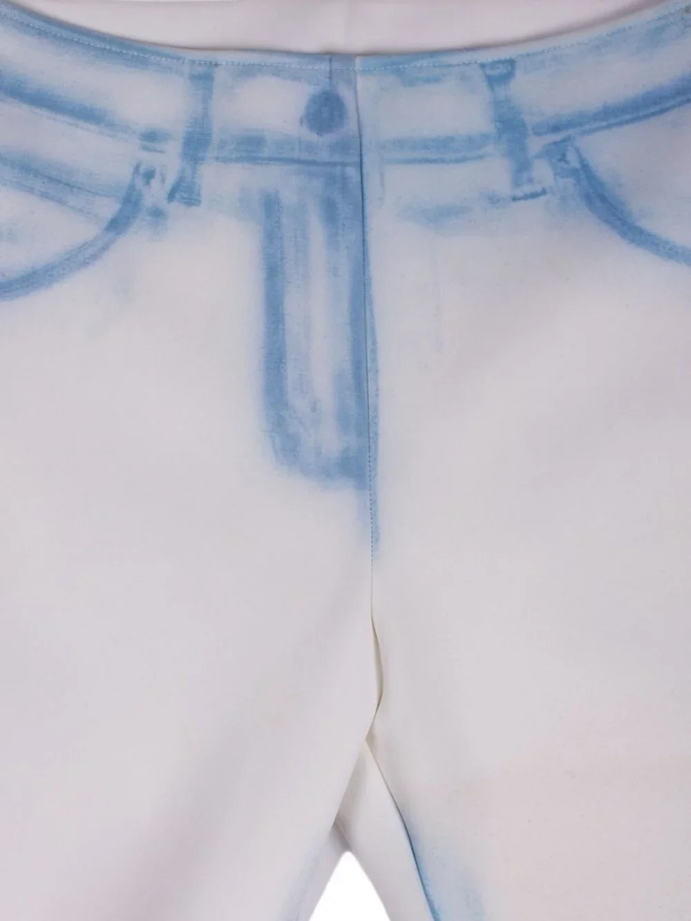 MAISON MARGIELA FW13 TROMPE L'OEIL WHITE BLUE JEANS PRINT LEGGINGS